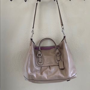 Large Coach purse, in nude with silver accents